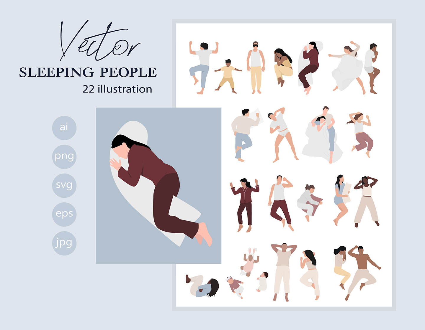 Sleeping People Top - Vector Illustration