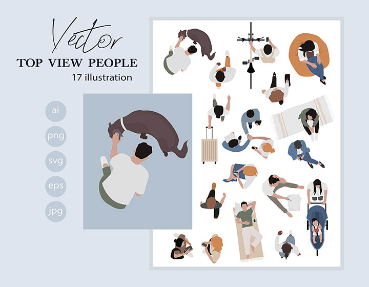 Top View People - Download Vector Drawing