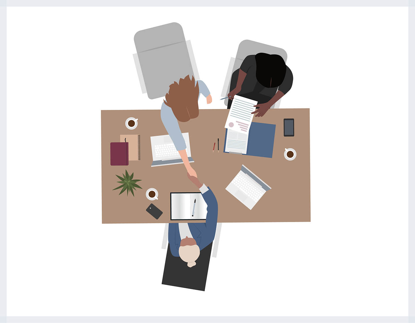 Top View People Office - Vector Illustration - 5