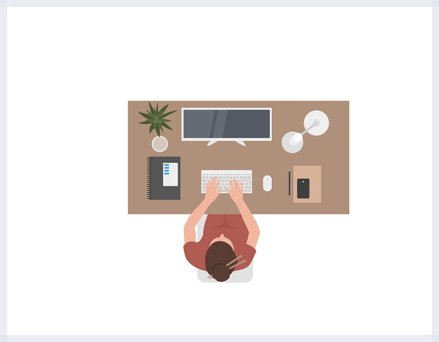 Top View People Office - Vector Illustration - 9