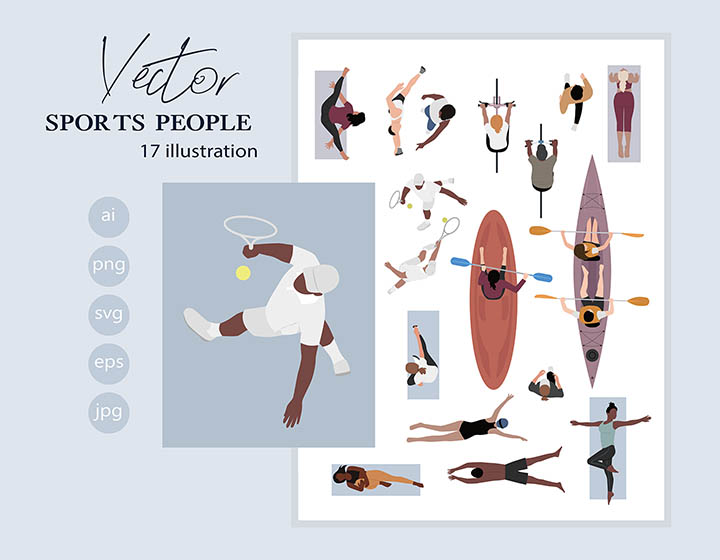 Top View People Sport - Download Vector Drawing