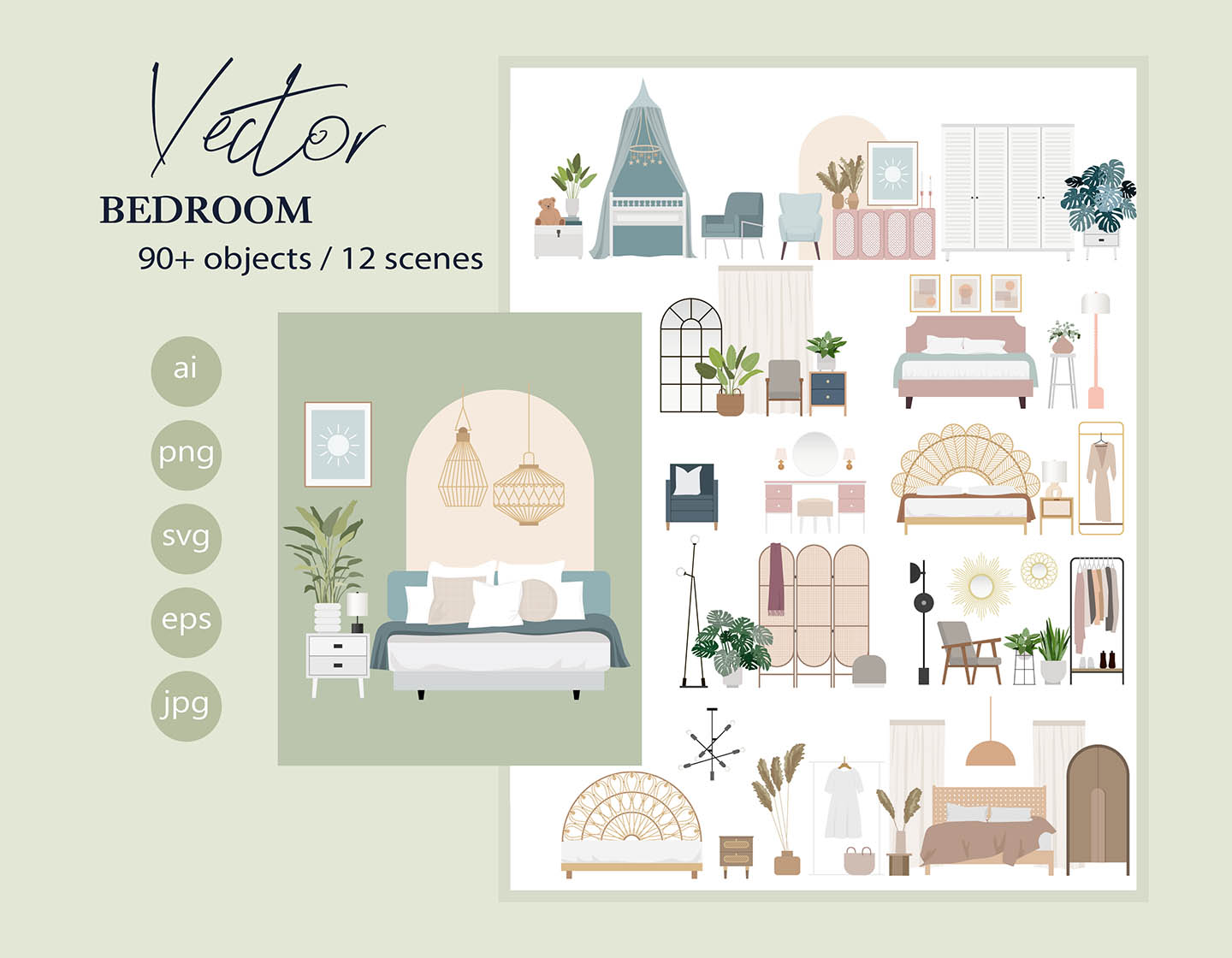 Bedroom - Vector Illustration