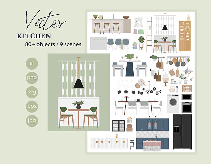 Kitchen Vector Drawings