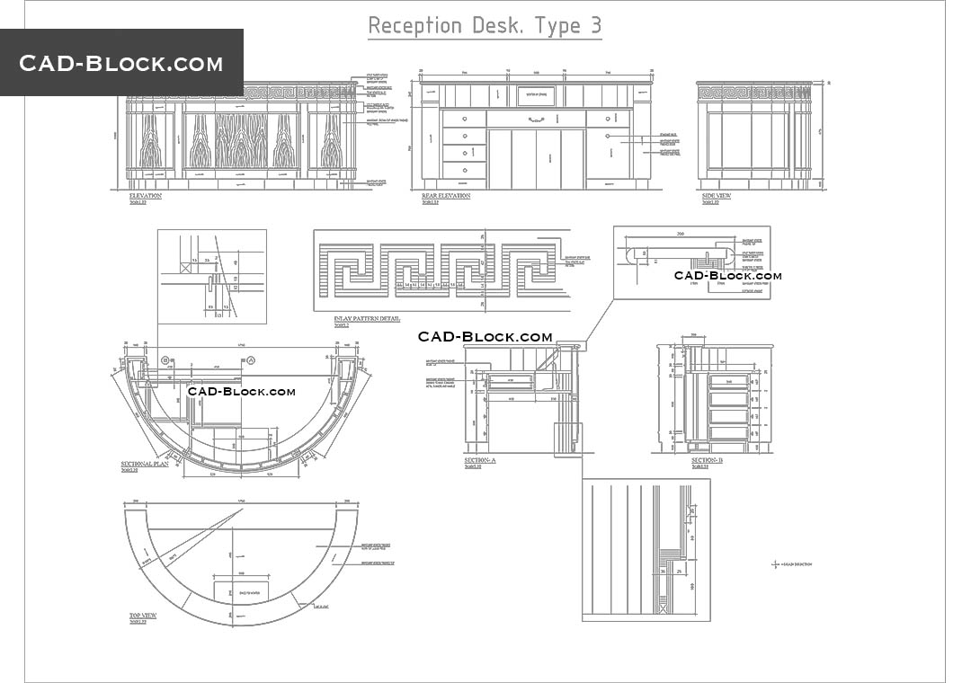 Reception Desks for Public Area - CAD Drawings - 3
