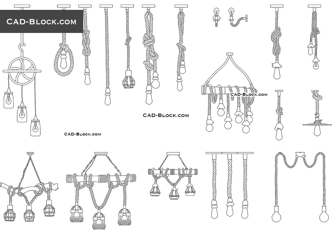 Rope Hanging Light - CAD Blocks, AutoCAD file