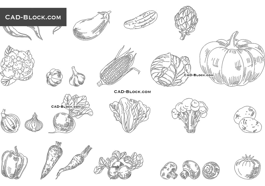 Vegetables - CAD Blocks, AutoCAD file