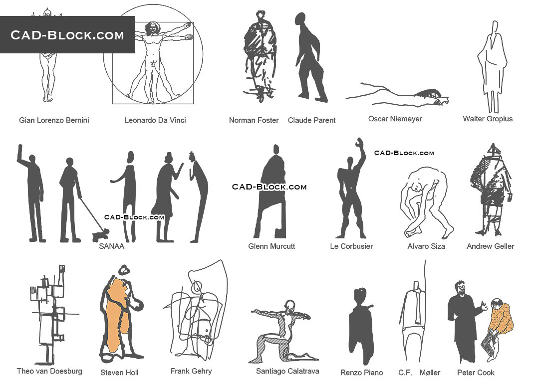Architects’ Human Figure - CAD Blocks, AutoCAD file