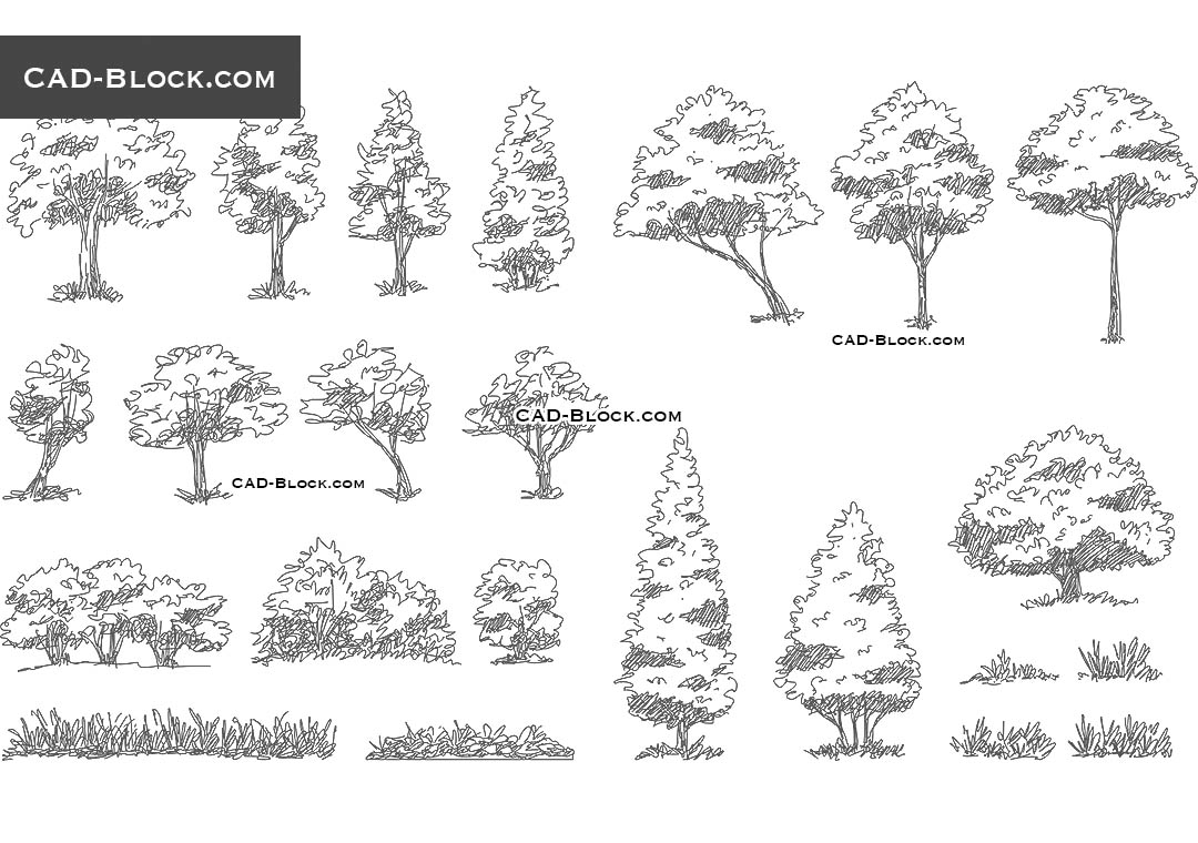 Freehand Trees - CAD Blocks, AutoCAD file
