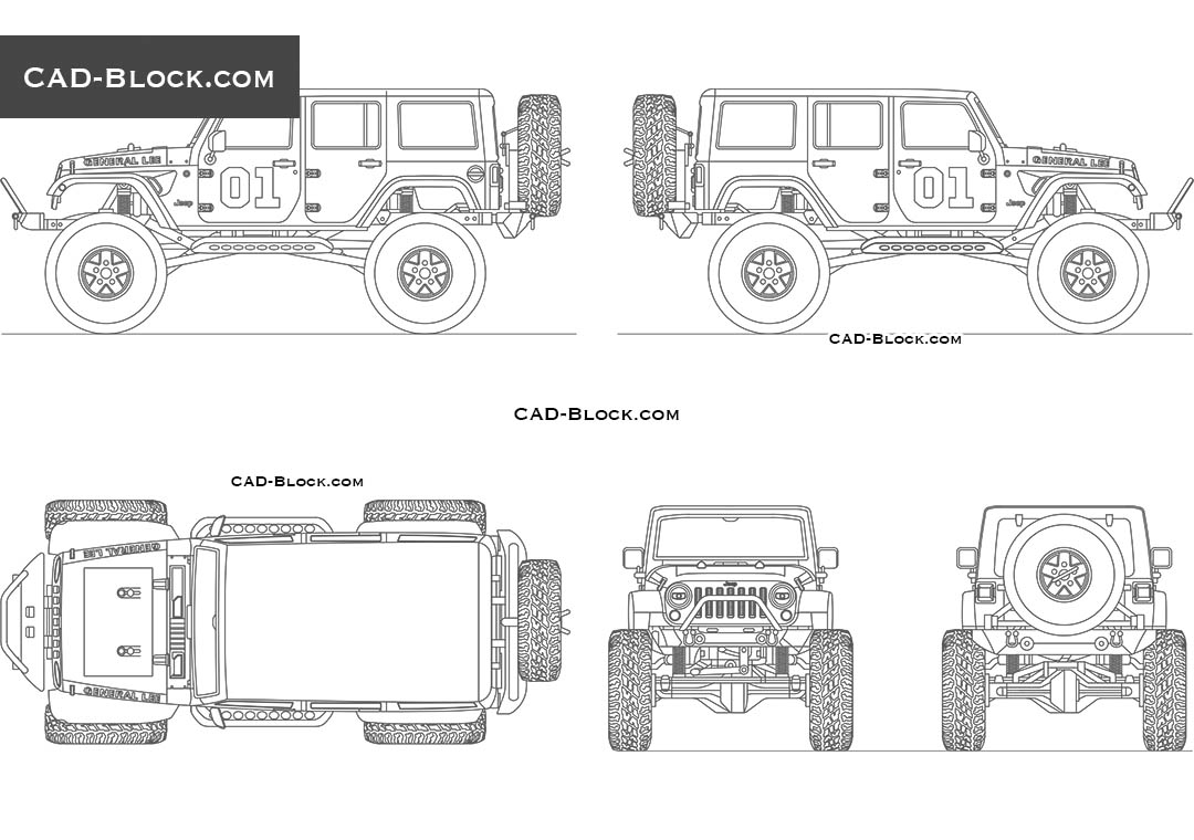 Jeep Wrangler General Lee - CAD Blocks, AutoCAD file