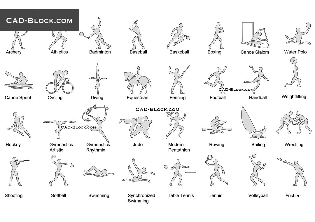 Sports Figures - CAD Blocks, AutoCAD file