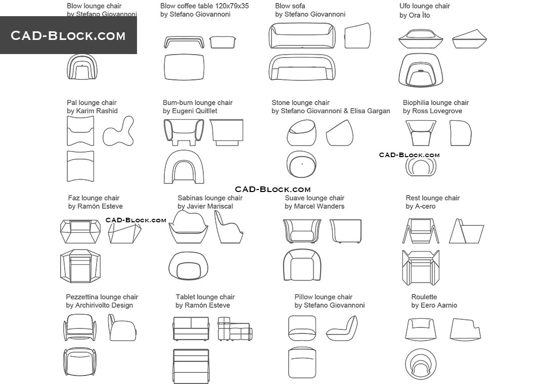 Lounge Chair CAD Block Collection In DWG ICADBLOCK 44 OFF