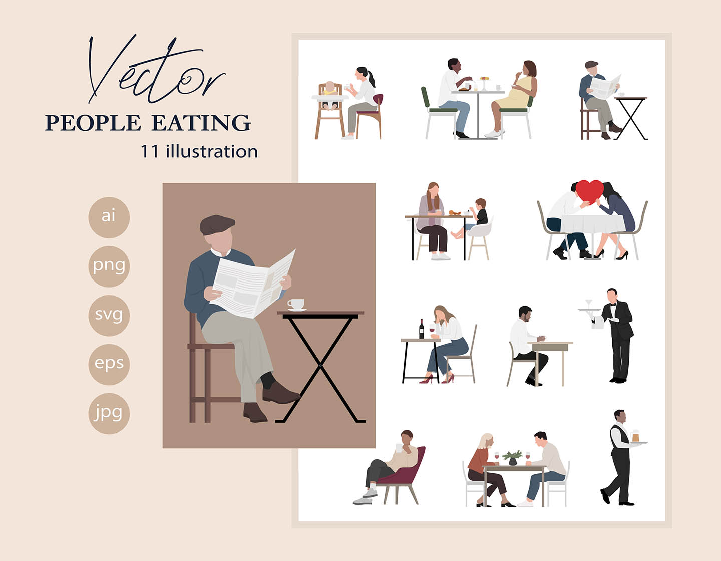 People Eating (Pack 2) - Vector Illustration