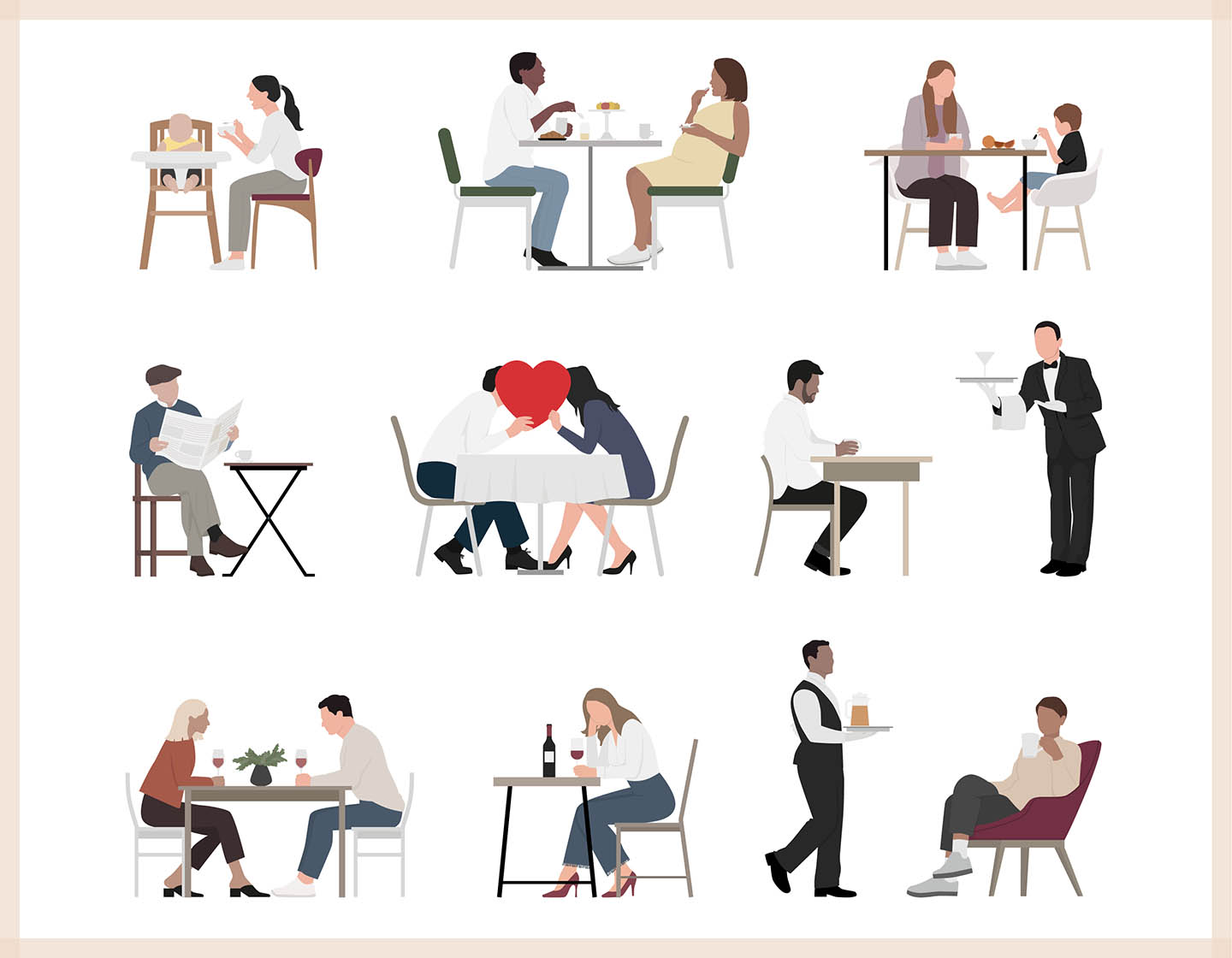 People Eating (Pack 2) - Vector Illustration - 1