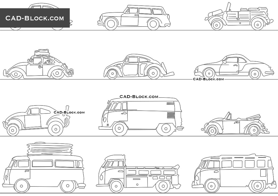 Cartoon Cars - CAD Blocks, AutoCAD file