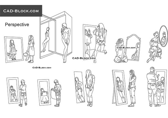 People in Mirror (Perspective) - download vector illustration