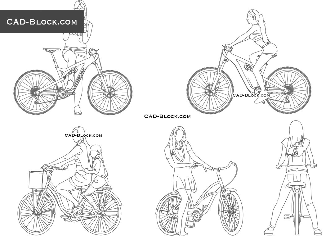 Girl on a Bicycle - CAD Blocks, AutoCAD file