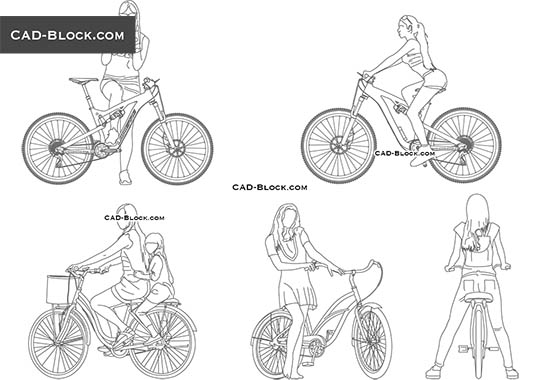 Girl on a Bicycle - download vector illustration