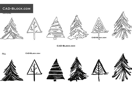 Coniferous Trees Sketch - free CAD file