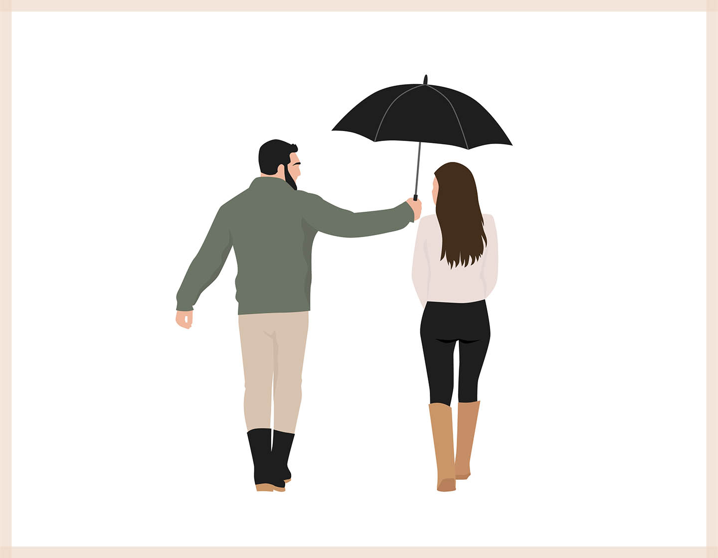 People with Umbrellas - Vector Illustration - 3