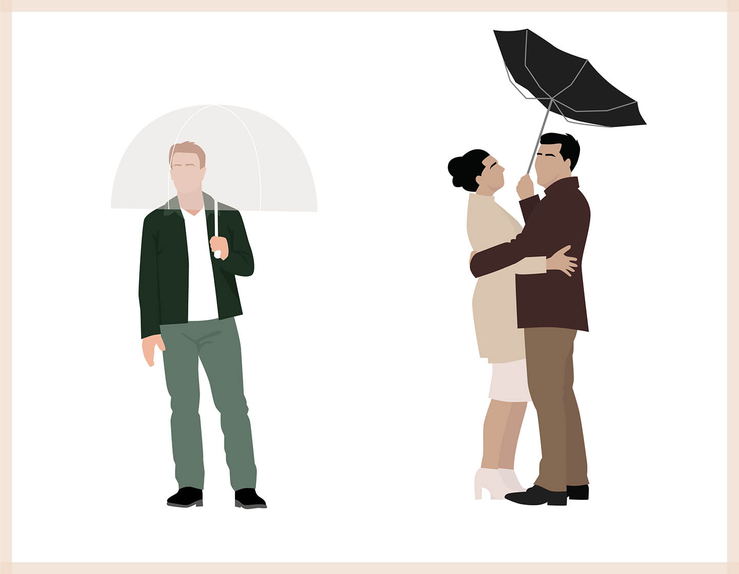 People with Umbrellas - Vector Illustration - 4