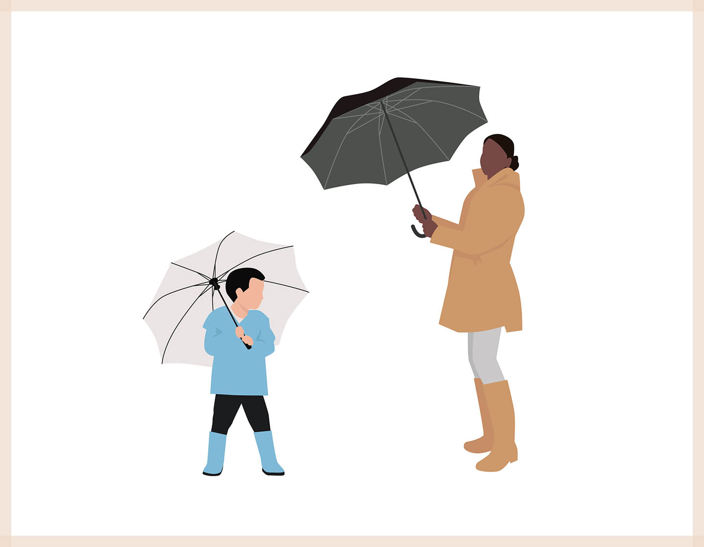 People with Umbrellas - Vector Illustration - 5