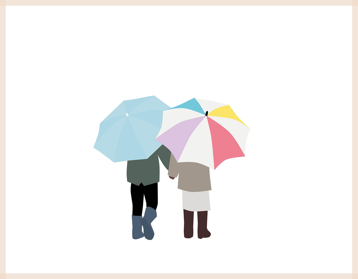 People with Umbrellas - Vector Illustration - 6