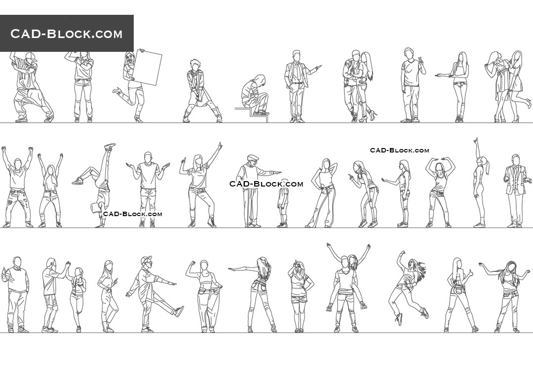 People. Emotions & Gestures - CAD Blocks, AutoCAD file