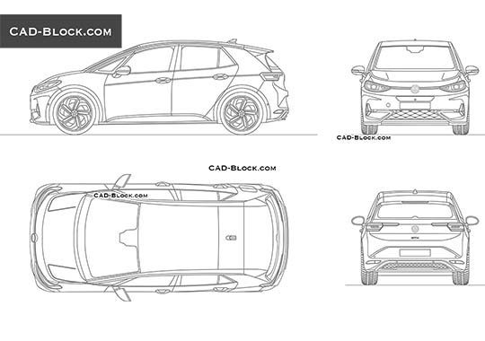 Volkswagen ID.3 GTX (2024) - download vector illustration