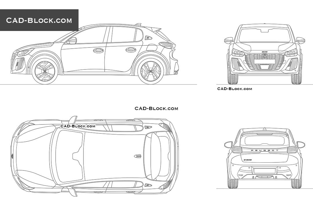 Peugeot E Gt Cad Drawing Vector Car