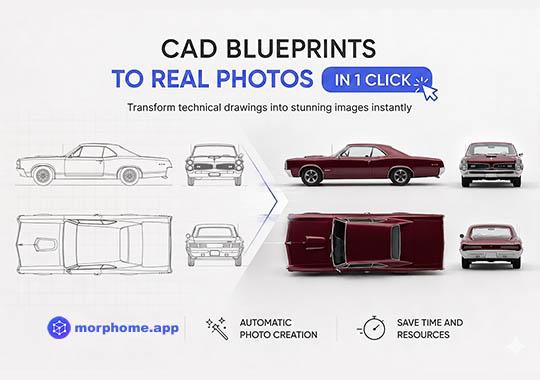 CAD Blueprint to Render - download vector illustration